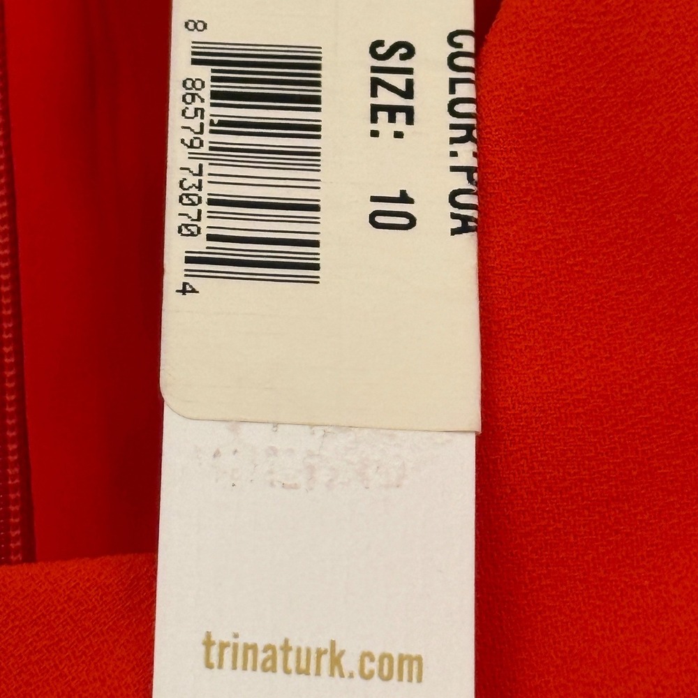 Trina Turk Jumpsuit Womens 10 Orange Wide Leg Empire Waist V-Neck NWT - Picture 7 of 12